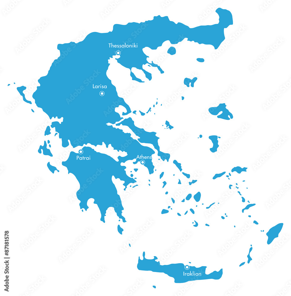 Vector map of Greece with Cities