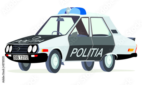 Caricatura Dacia 1310  taxi Rumania blanco vista frontal y lateral
