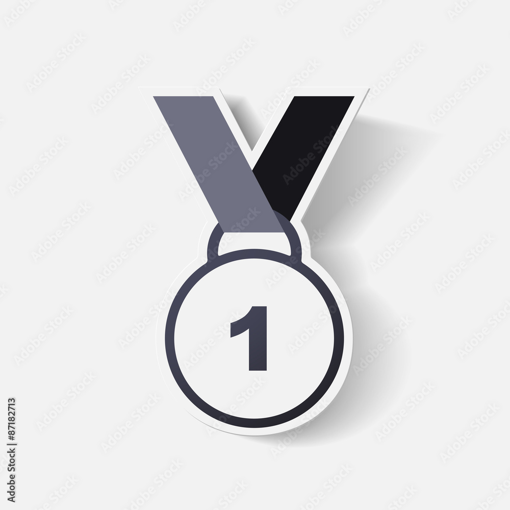 Paper clipped sticker: medal Paper clipped sticker: medal