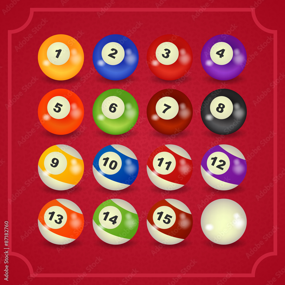 set of billiard balls, billiards, American