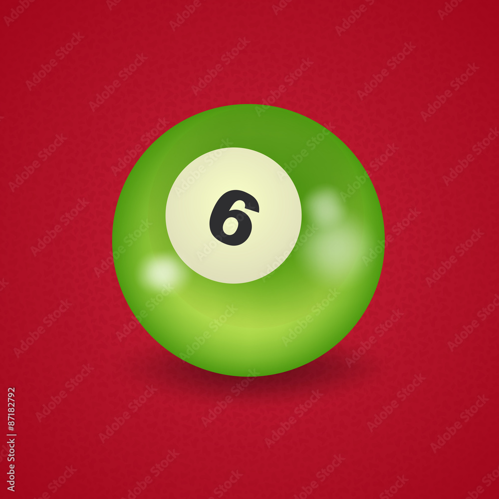 set of billiard balls, billiards, American ball number 6 set of billiard balls, billiards, American ball number 6