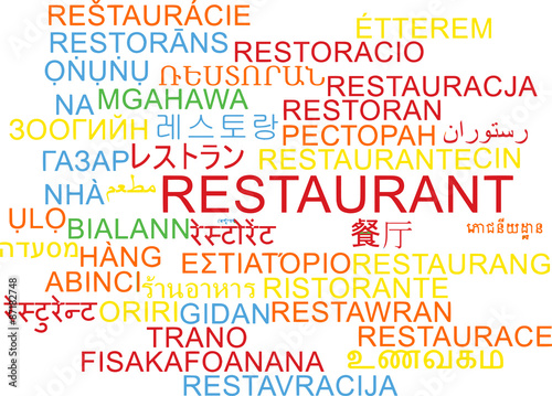 Restaurant multilanguage wordcloud background concept