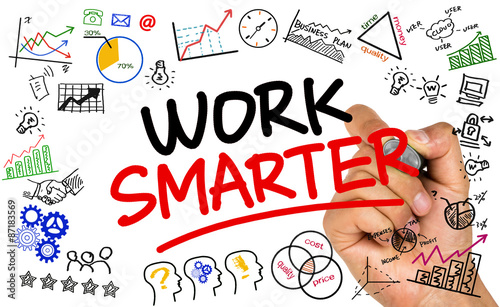 work smarter handwritten on whiteboard photo