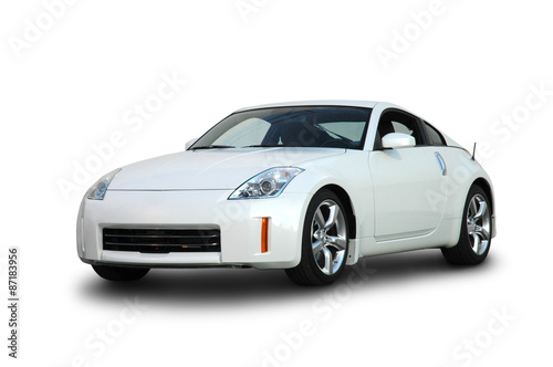 White Sports Car on White Background