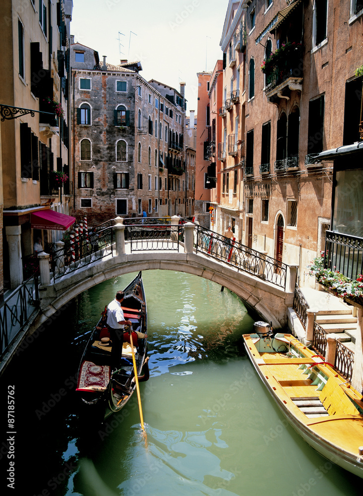 ベネツィアの運河とゴンドラ