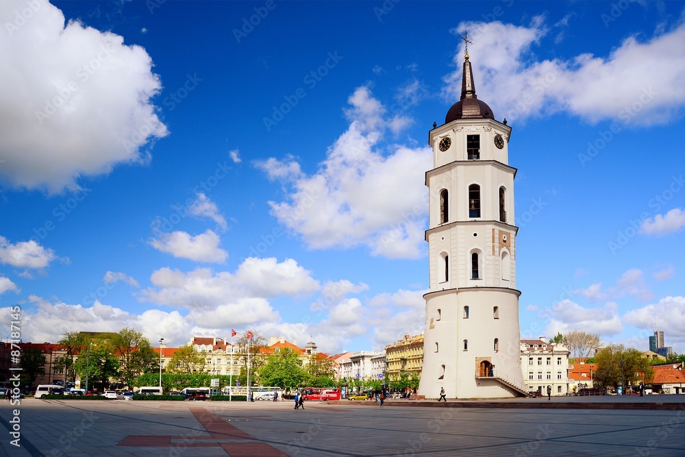 View of a Cathedral square of Vilnius old town
