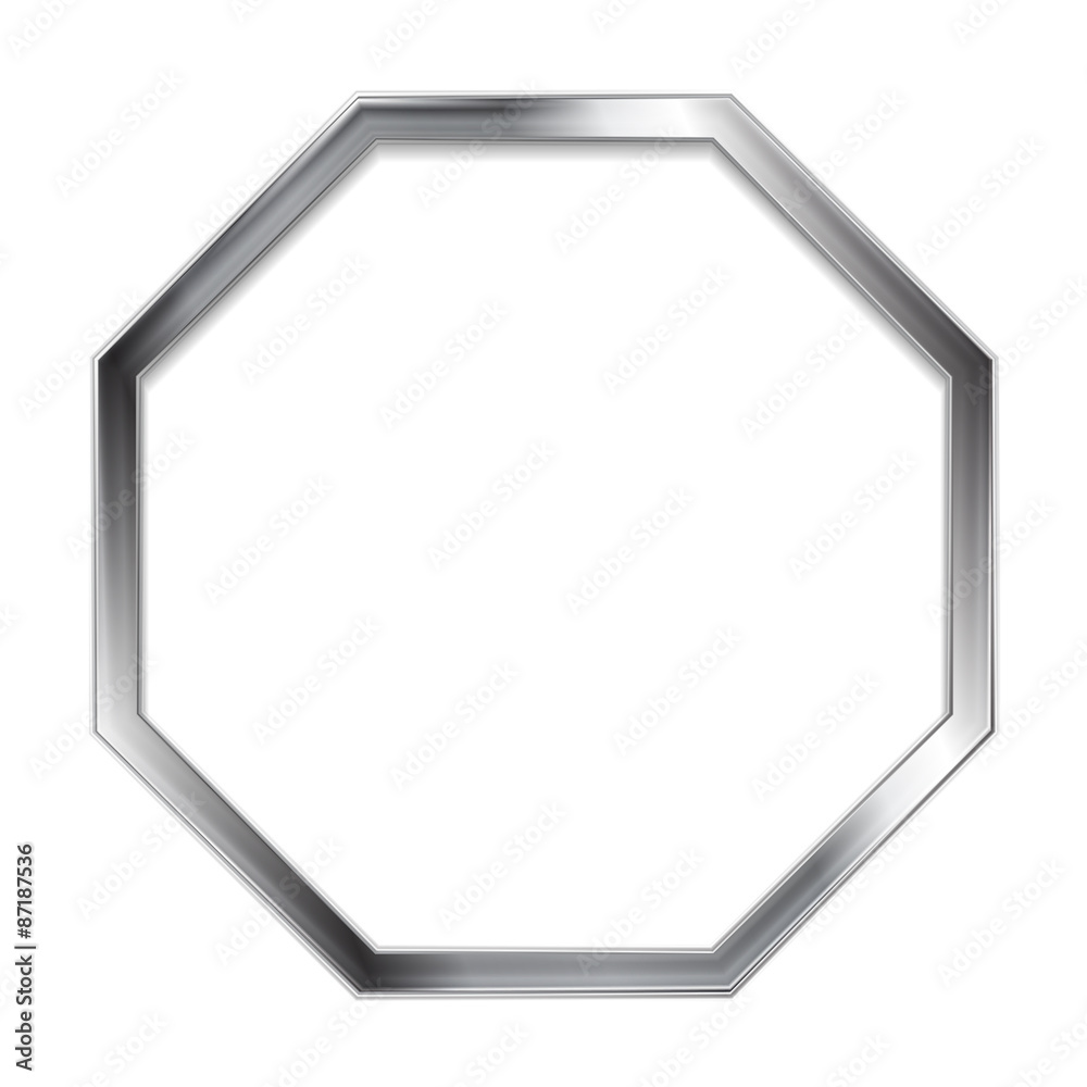 Abstract metallic silver blank hexagon frame Abstract metallic silver blank hexagon frame