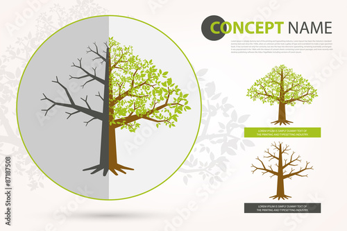 Dry and Fresh tree concept in vector style (eps 10)