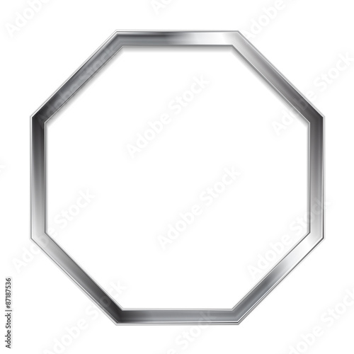 Abstract metallic silver blank hexagon frame