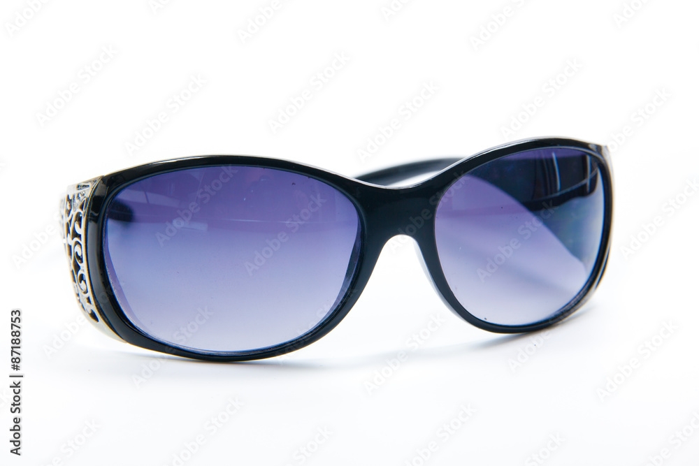 women's blue sunglasses isolated on white