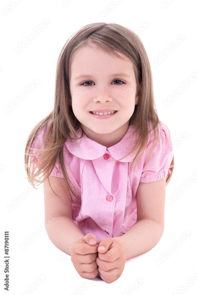 little girl lying isolated on white little girl lying isolated on white