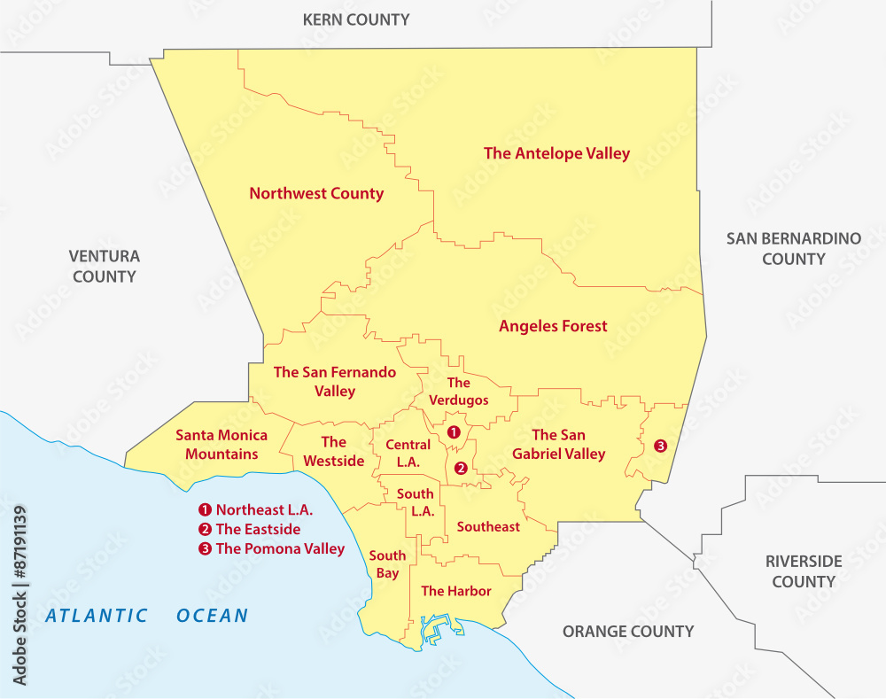 los angeles county regions map