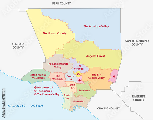 los angeles county regions map 