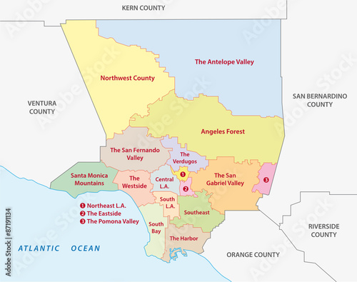 los angeles county regions map 