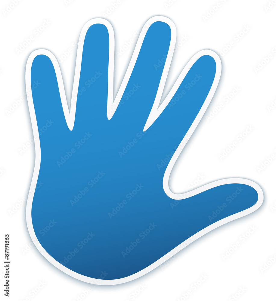 Handprint sticker on white background with drop shadow Handprint sticker on white background with drop shadow