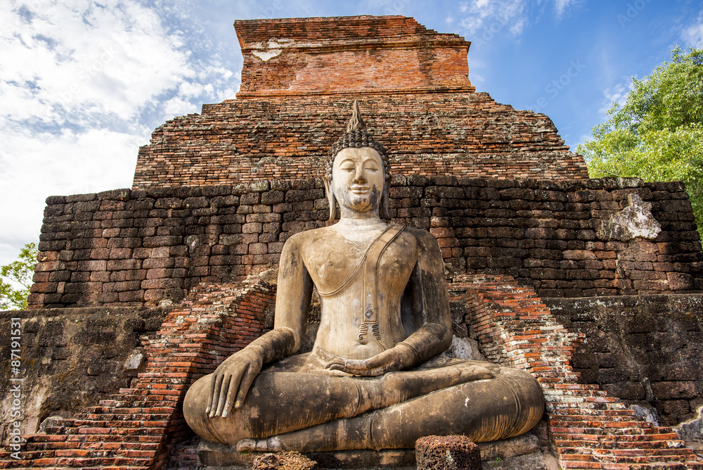 Ancient Buddha Statue at Sukhothai historical park, Mahathat Temple ,Thailand. Ancient Buddha Statue at Sukhothai historical park, Mahathat Temple ,Thailand.