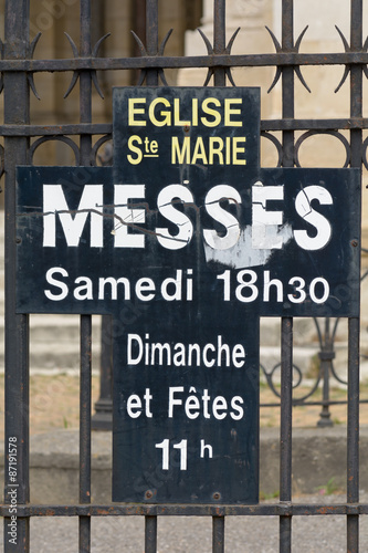 Mass times at the Eglise Sainte-Marie de La Bastide, Bordeaux, France