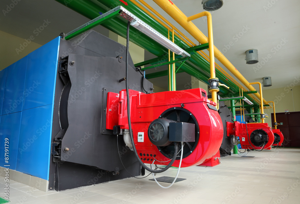 Fototapeta premium Gas boiler in gas boiler room