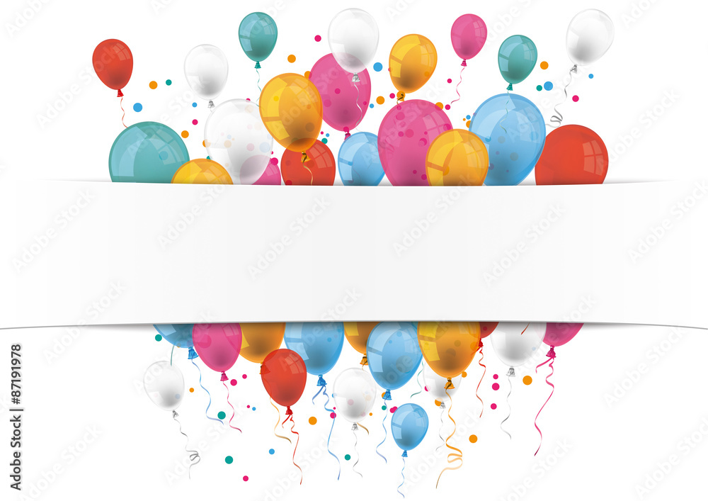 White Paper Banner Balloons - obrazy, fototapety, plakaty 