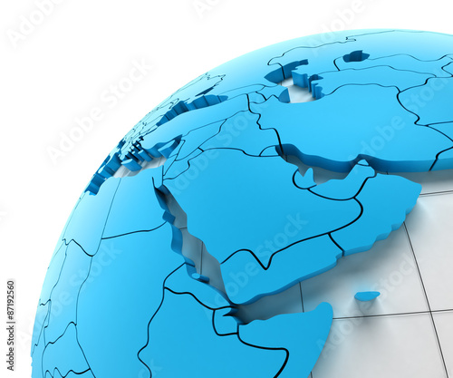 Globe of Middle east with national borders