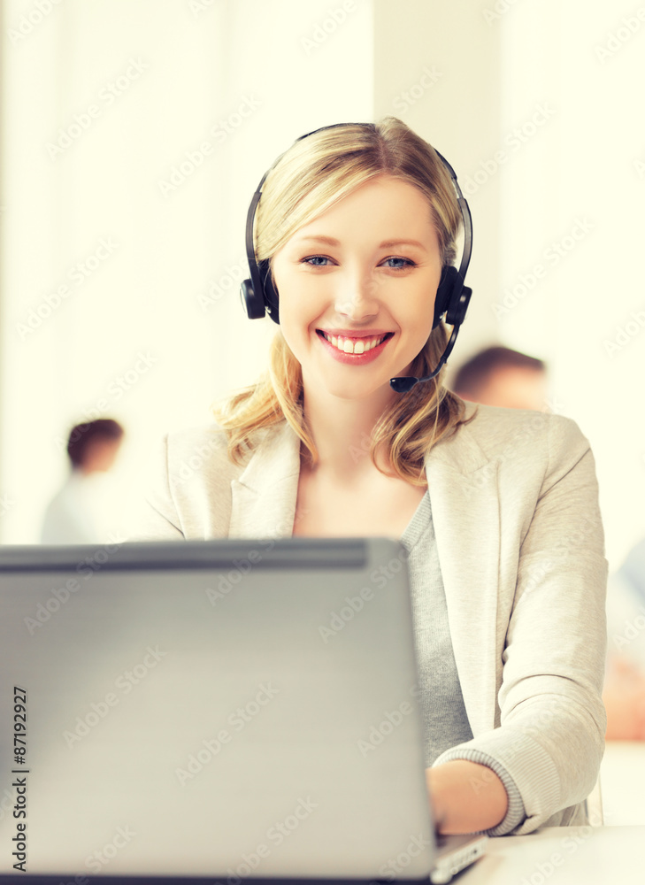 helpline operator with headphones in call centre helpline operator with headphones in call centre