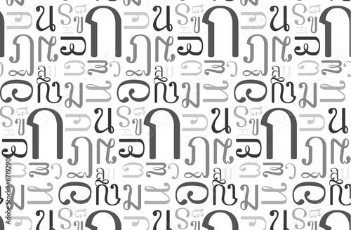 Thai alphabet language character typography pattern seamless background