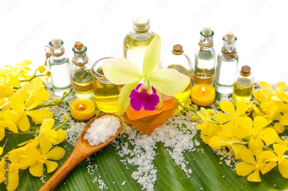 Banana leaf background- Health spa Banana leaf background- Health spa