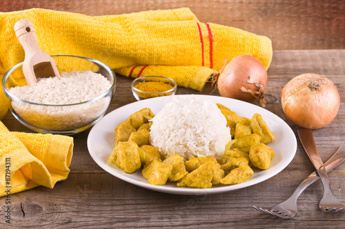 Fototapeta Naklejka Na Ścianę i Meble -  Chicken curry with rice Caribbean. 