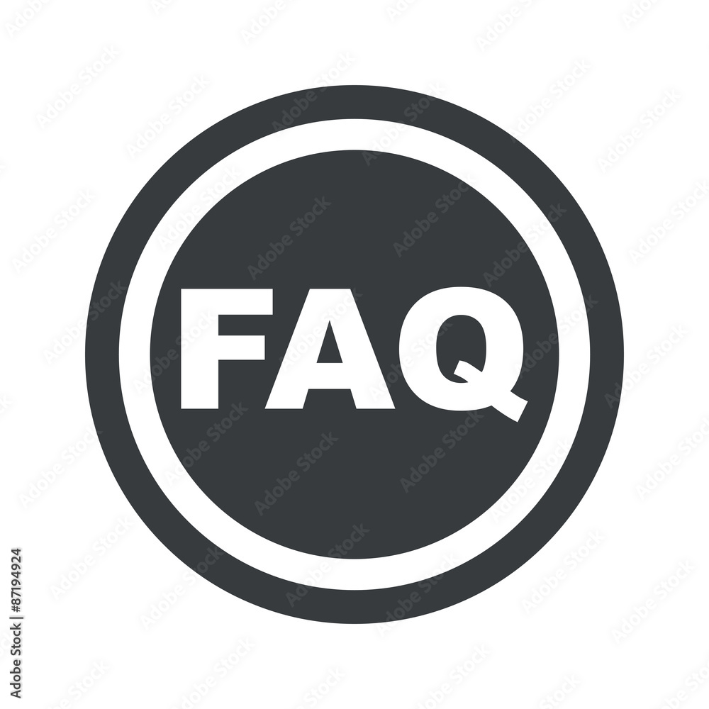 Round black FAQ sign