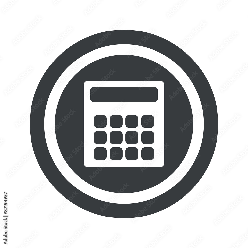Round black calculator sign