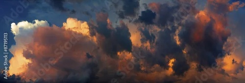 Obraz Dramatyczna panorama nieba, kolorowe niebo o zachodzie słońca