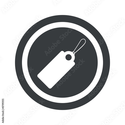 Round black string tag sign