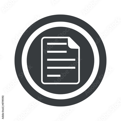 Round black document sign