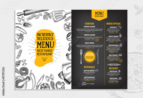 Restaurant cafe menu, template design. Food flyer.