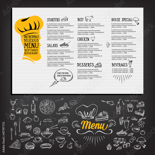 Restaurant cafe menu, template design. Food flyer.