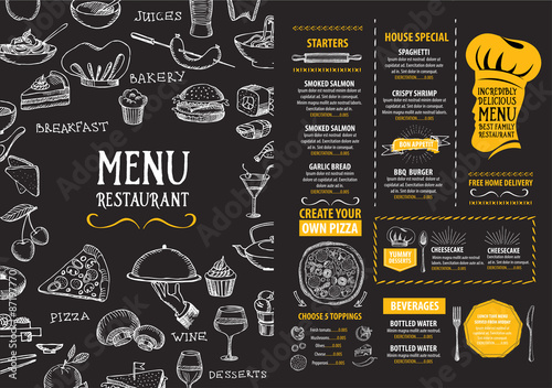 Restaurant cafe menu, template design. Food flyer.