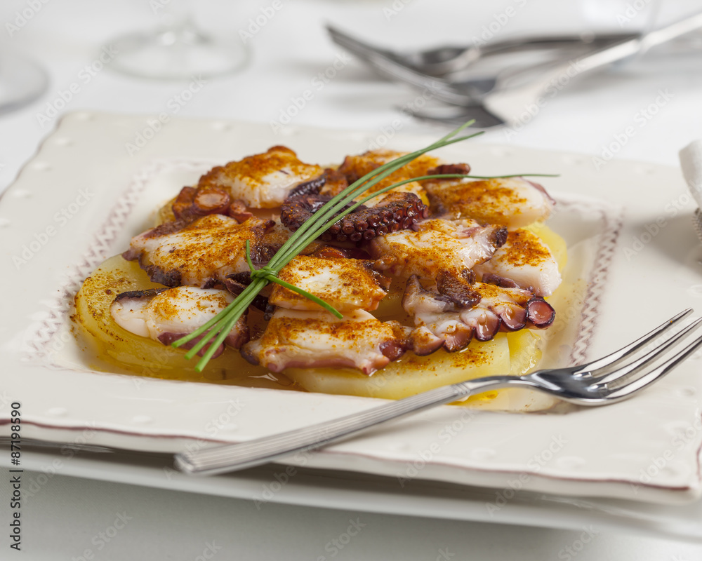 Octopus Galicia style with spicy paprika Octopus Galicia style with spicy paprika
