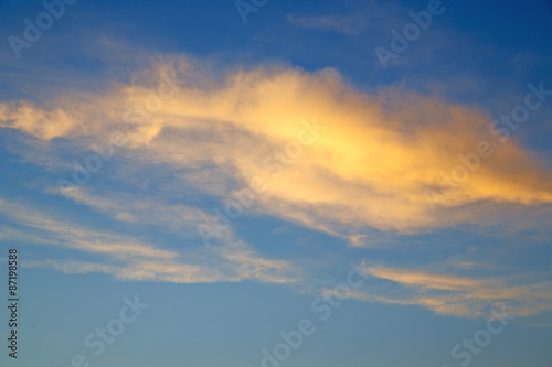 the sunrise in colored sky white soft clouds and background