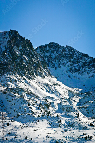 The Pyrenees, France. The snowy peaks of the mountain range that acts as a natural border between the south-west of France and the north-east of Spain