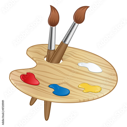 Paleta de pintura con pinceles