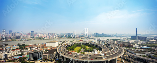 Photography skyline and road intersection in shanghai