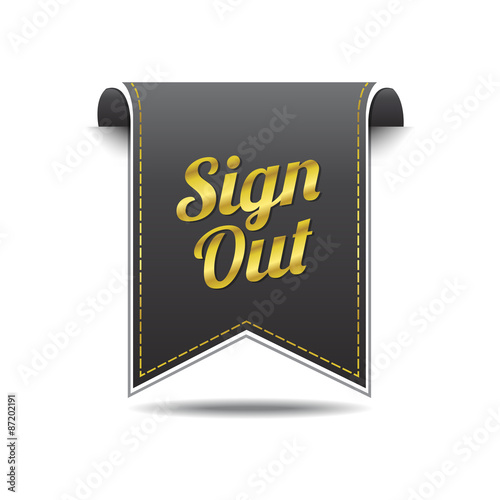 Sign Out golden Vector Icon Design