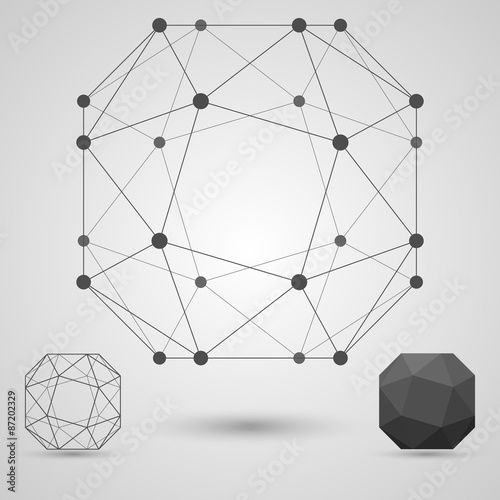 The structure of the blank geometric shapes with edges and vertices. Business research concept.