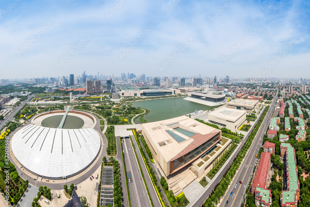 Naklejka premium Panoramic skyline and modern buildings of tianjin