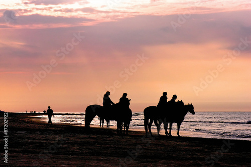 sunset on the beach of caribbean sea 