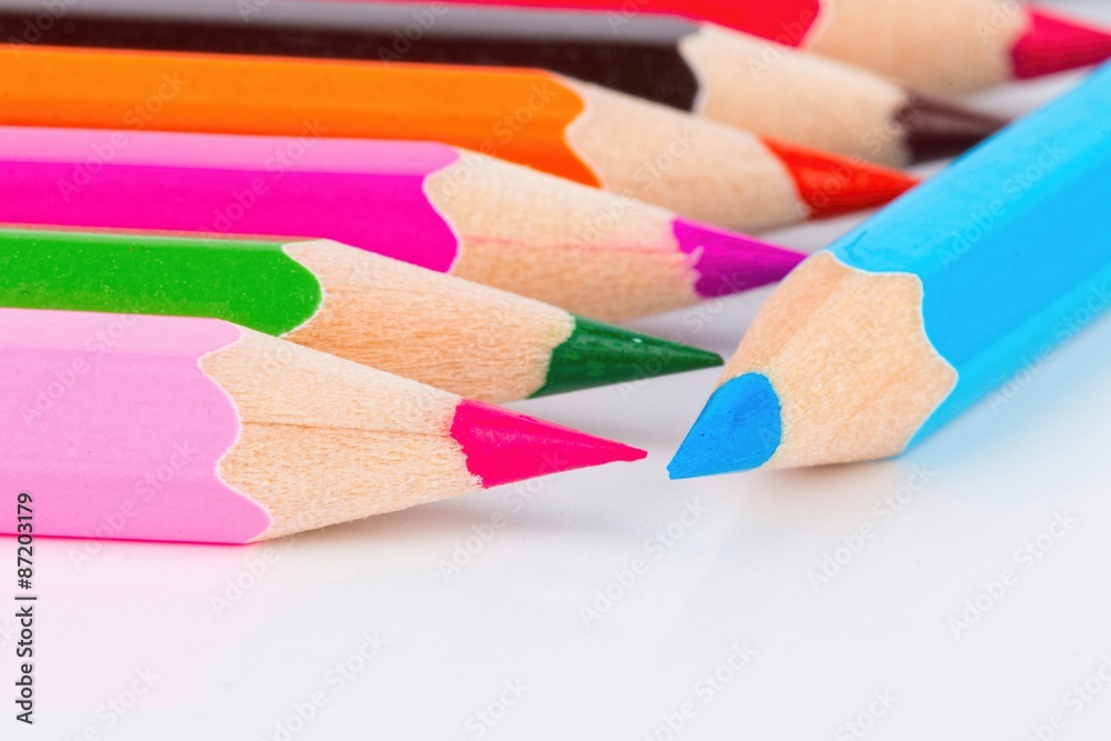 Colored pencils set - Stock image macro. Colored pencils set - Stock image macro.