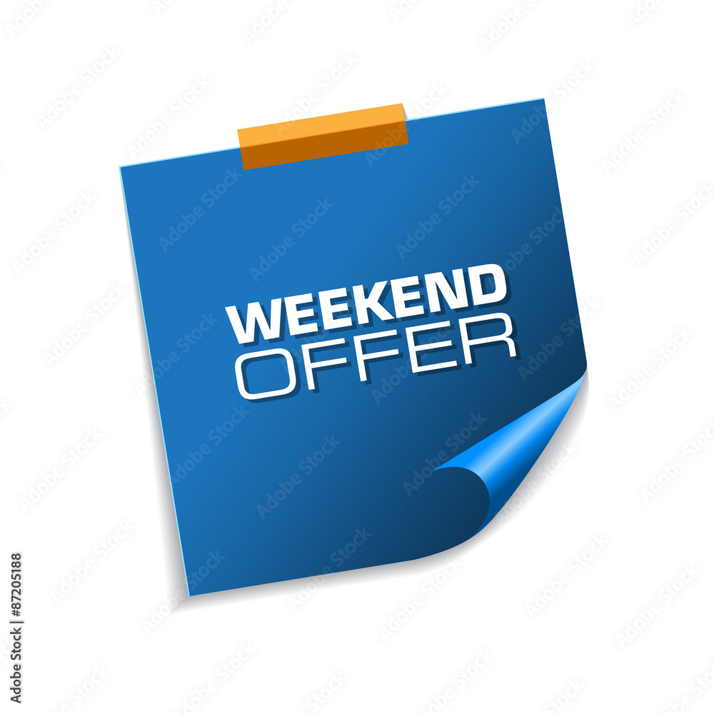 Weekend Offer Blue Sticky Notes Vector Icon Design Weekend Offer Blue Sticky Notes Vector Icon Design