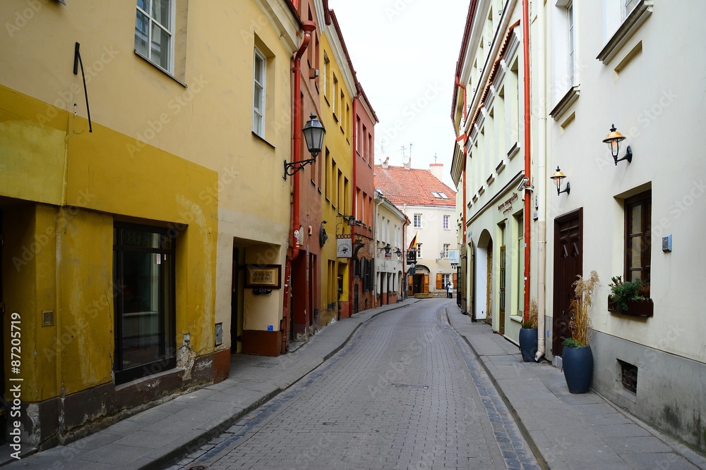 Vilnius old city center street view on spring