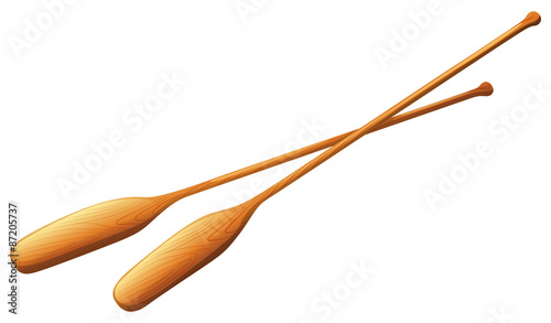 Boat oars on white