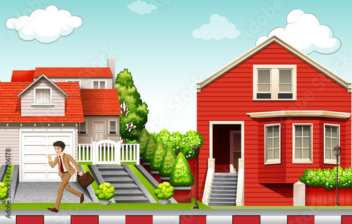 Man running from house